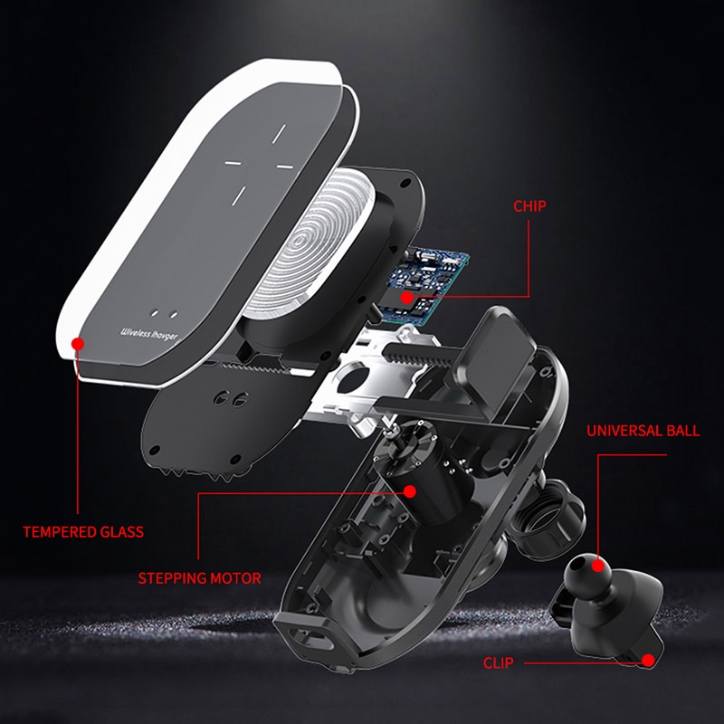 Trådløs biloplader 10w hurtigopladning til iphone 11 pro automatisk montering infrarød sensor oplader induktionstelefonholder i bil