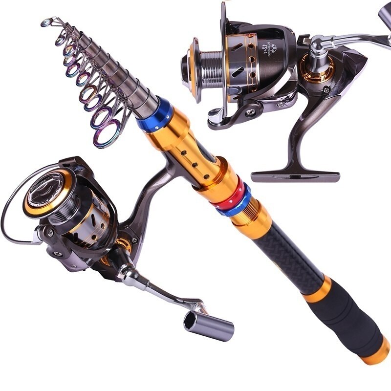 PULLINE Telescopica in Carbonio di Pesca asta Palo con 13BB Metallo Bobina di Filatura Canne Da Pesca e Mulinelli impostato