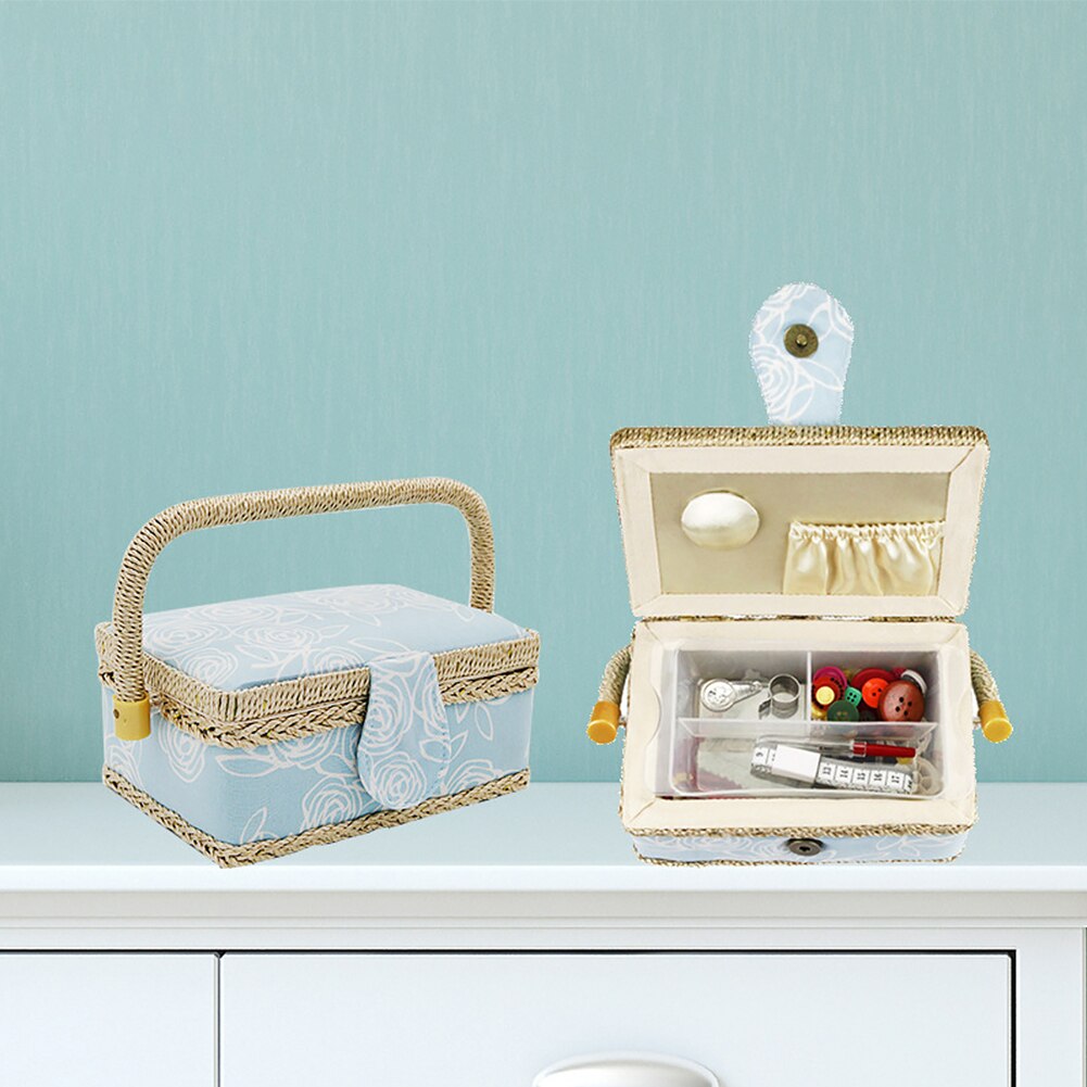 Craft Sewing Tool Needle Thread Basket Fabric Household 3 Colors Sewing Box Organizer with Sewing Accessories