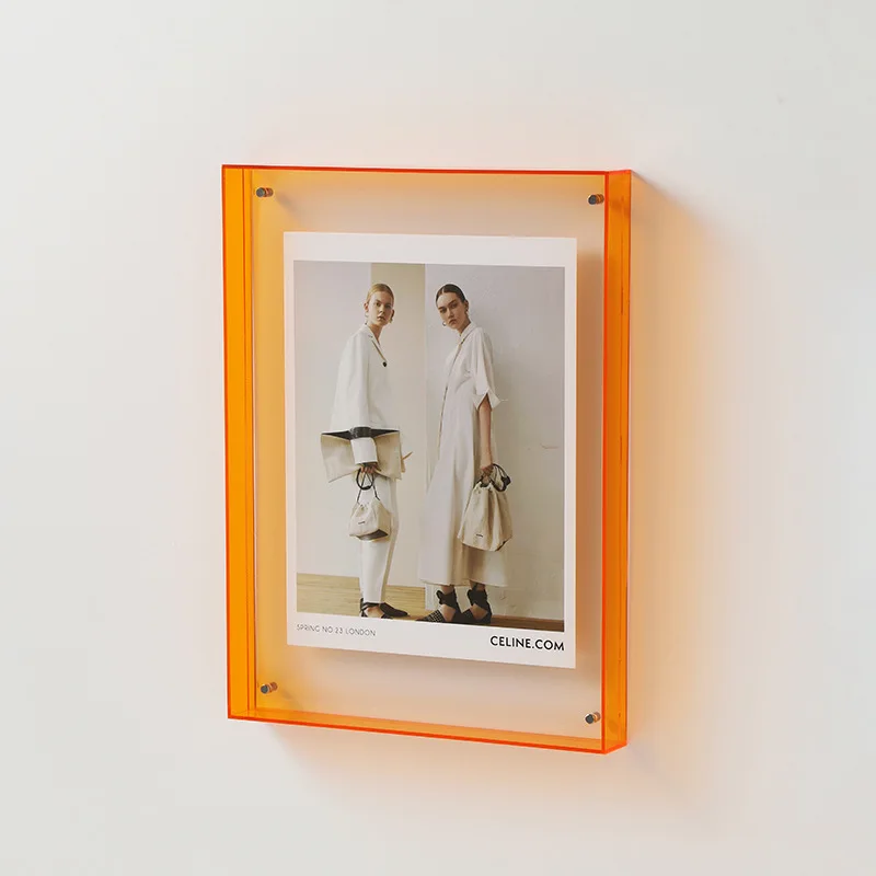 Multi-størrelse transparent akryl fotoramme æske fotokortholder indvendig ramme billeddisplay stativ kontor hjem skrivebord dekoration: L / Hvid