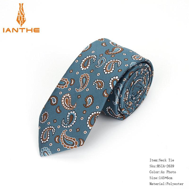 Herre slips smalle slips 6cm klassiske paisley slips til mænd formel business bryllup jakkesæt halstøj jacquard vævede slips: Ia2639