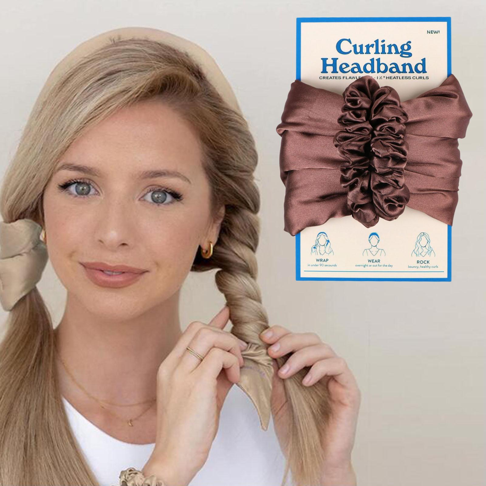 Mykt varmefritt hår krøller pannebånd hår scrunchies bølgeverktøy curler frisørverktøy varmeløs krøllestang lat krøller: Kaffe 02