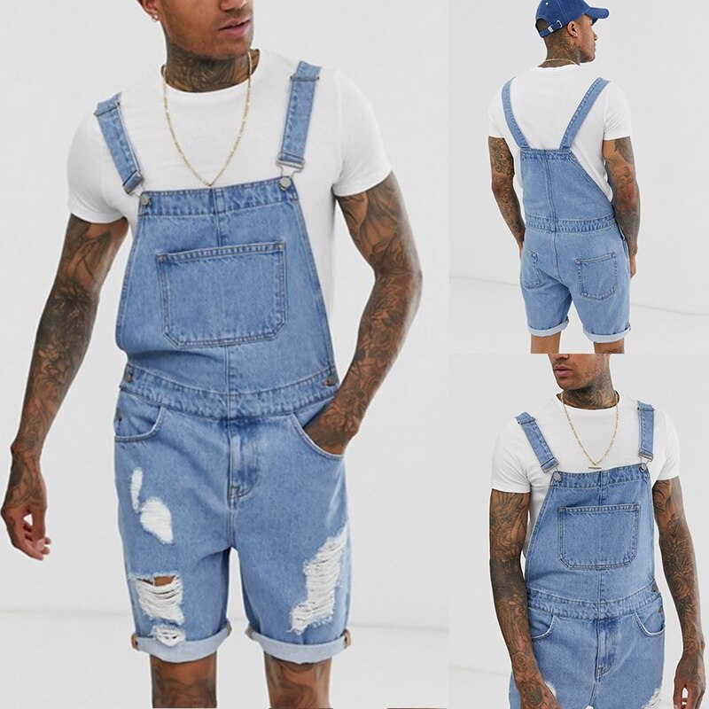 Shujin homme pantalon confortable pantalon simple décontracté coupe ajustée pleine longueur Multi poche Denim salopette combinaisons hommes denim