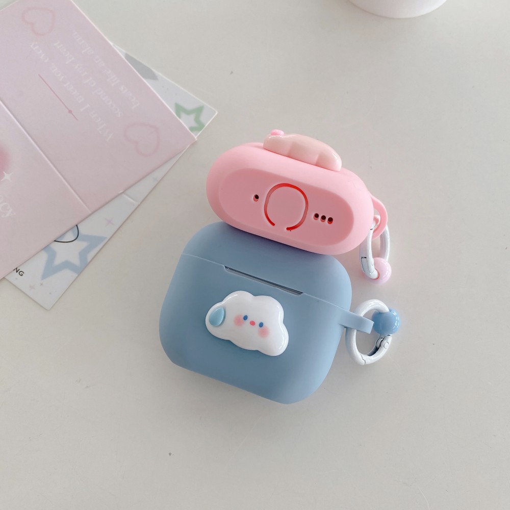 Étui pour écouteurs sans fil Apple Airpods 4 3 2 1 Pro 2 génération, étuis de protection en Silicone 3D avec nuage de dessin animé avec accessoire d'anneau