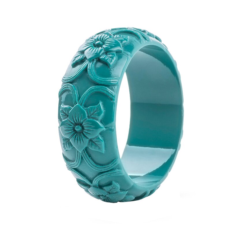 Klassieke Hars Manchet Gegraveerde Bloemen Armbanden Bangles Voor Vrouwen Mode Brede Acryl Armband Vrouwelijke Charme Bruiloft Sieraden: dark green