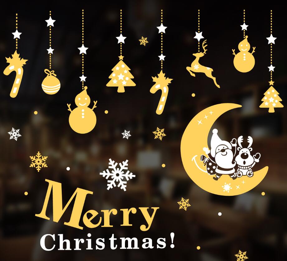 Glædelig jul vinduesglasklistermærker gør-det-selv-aftagelige wallsticker julemand snemand jul julefest indretning til hjemmebutik: Tl20