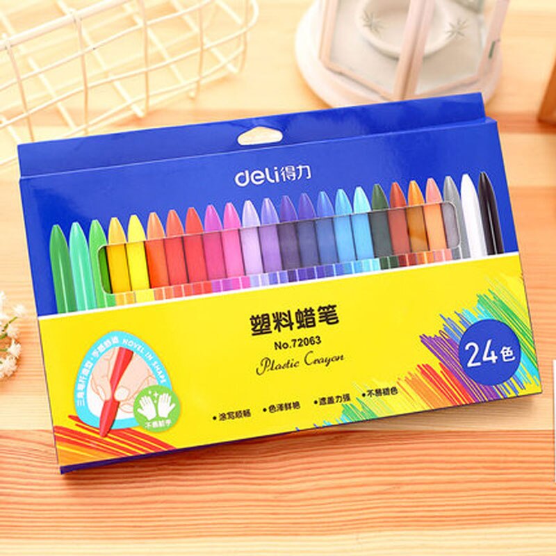 Deli enfants en plastique crayon étudiant triangle stylo peinture à l'huile bâton 24/18/12 couleur étudiant art peinture bâton: 24 colors