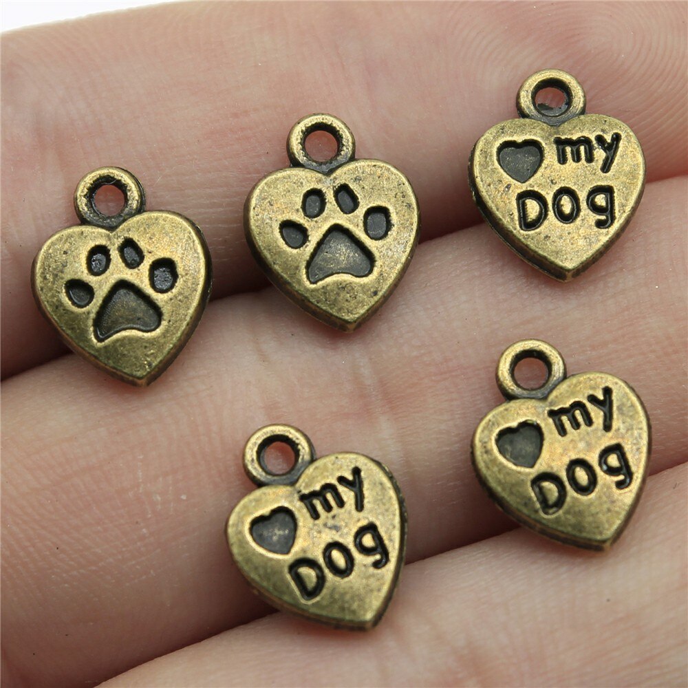 20pcs Charms Dog Paw Tibetan Bronze Silver Color Pendants Antique Jewelry Making DIY Handmade Craft: Antique Copper Plated