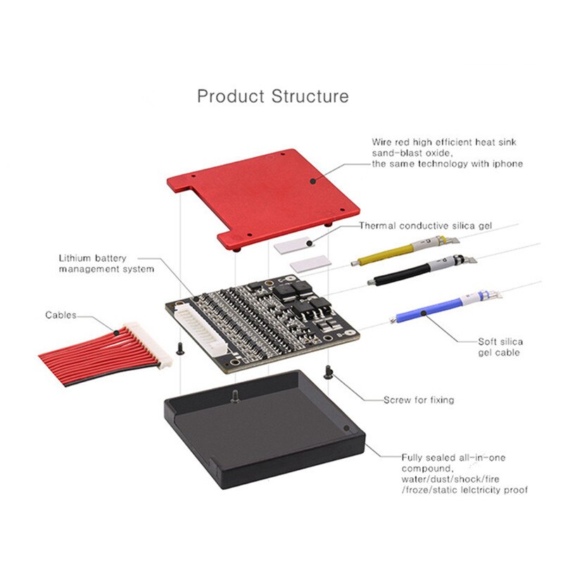 12S 20A 30A 40A 50A 60A 36V Pcm/Pcb/Bms Separete Poort Voor 3.7V Lincm batterij 18650 Lithion Ion Met Balans Max 4.2V 50.4V