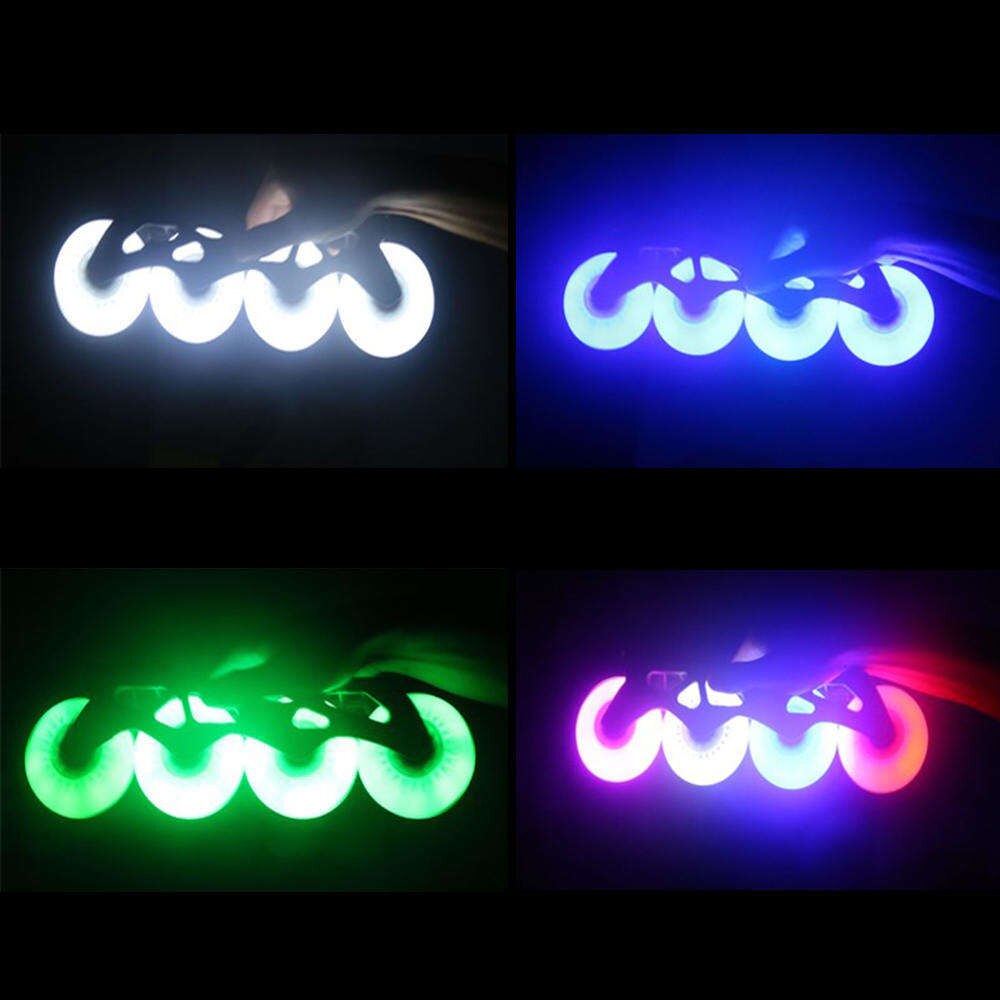 2 stk udendørs led lys inline glidende flash pu rullhjul 80mm inline skating blinkende hjul rollerblade holdbar