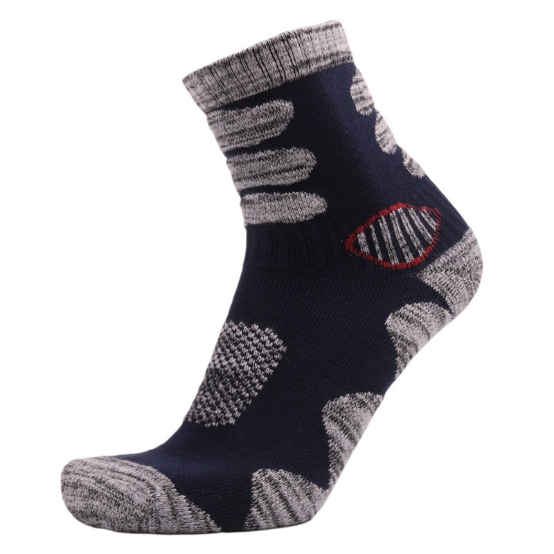 Winter Warm Thicker Cotton Bottom Towel Skiing Socks Outdoor Sports Men Wicking Snowboarding Hiking Climbing Socks: Navy Short