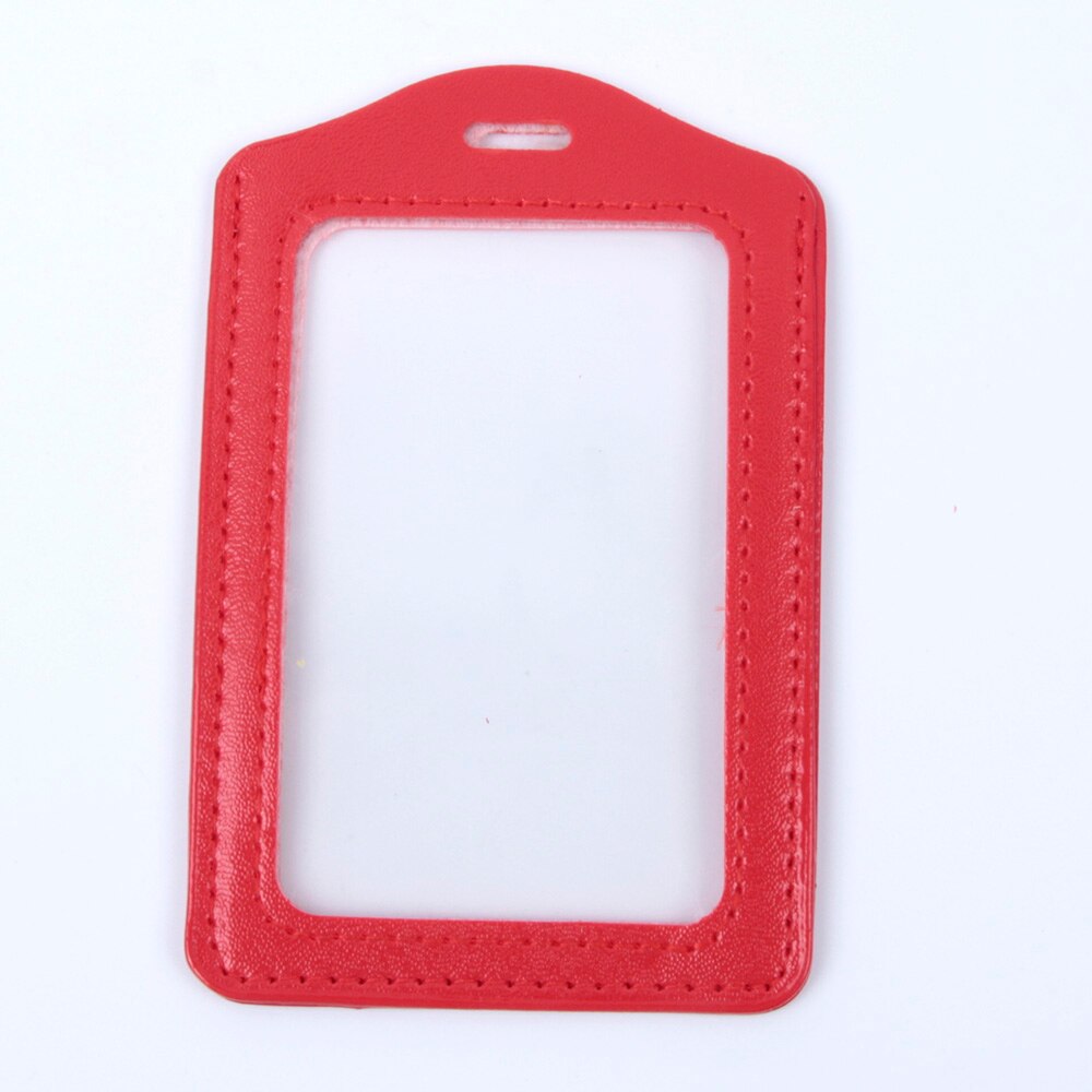 1 Uds. De Funda de cuero PU para Credencial de identificación, transparente y con borde de Color, orificios de cordón, tarjeteros de banco, accesorios para insignia de identificación: red