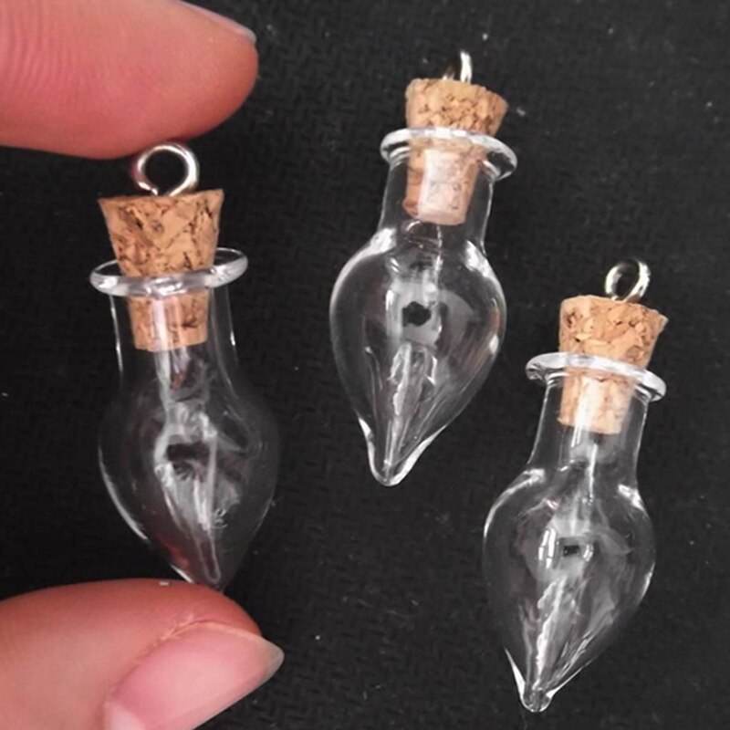 Tanie 10 sztuk/zestaw malutki kropla deszczu małe szklane butelki słoiki z korkową zatyczką naszyjnik diy wisiorek malutki szklane butelki słoik dla deco SM060