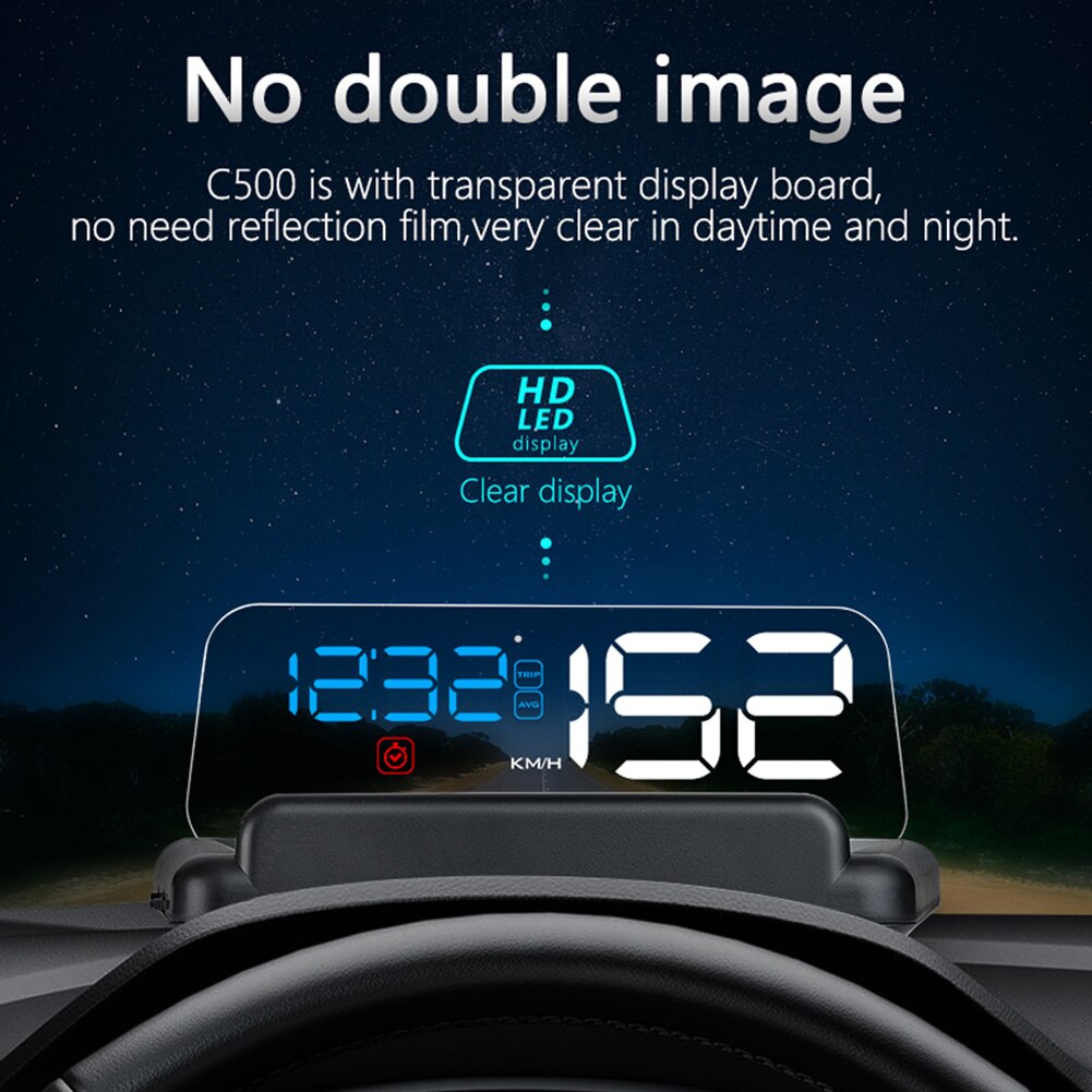 Auto Elektronische Spannung Alarme C500 OBD Auto HUD Head Up Display Wasser Temp Überdrehzahl Alarme System Universal