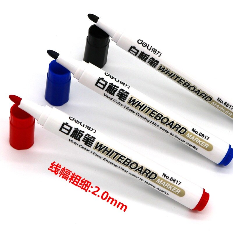 1pc Deli 2mm Easy Erase Whiteboard Marker Pen Black Blue Red Low-odor Fast Dry Markers Office School Supply Drawing Stationery