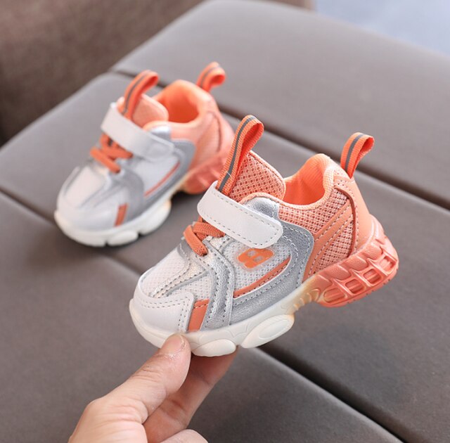 Zapatillas de deporte gruesas para niños, zapatos de malla de retales para niños, antideslizantes, transpirables, para correr y caminar, informales, novedad de Primavera de: 3 / 19