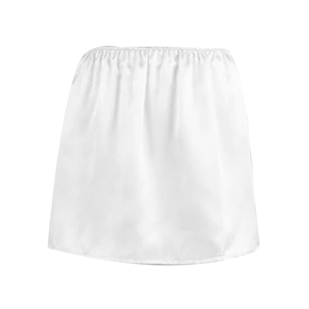 Kvinder satin halv slip underskørt underkjole under kjole mini nederdel sikkerhed nederdel kvindelige løse anti-eksponering sikkerhed nederdele: Hvid