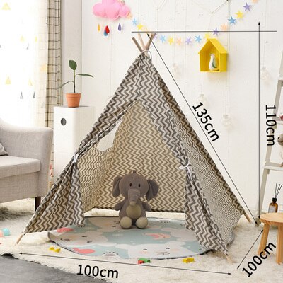 1.35M Portable Cotton Home Tipi Folding Indoor Baby Tent Toy Teepee Original Triangle Indian Kids Wigwam For Children Games: 6