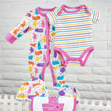 Bib set kinderkleding pasgeboren romper baby meisje gedrukt kleding katoen pasgeboren baby kleding set