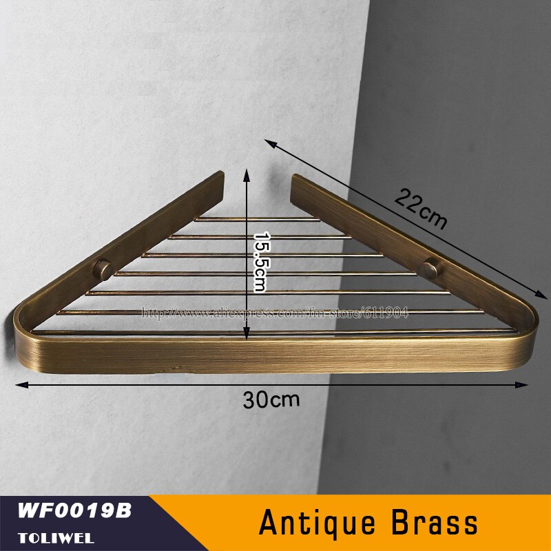 Bath Corner Shelf Antique Bronze Bathroom Shower Shelf Shampoo Holder Shelves Storage Shelf Rack Bathroom Basket Holder WF0019: Antique Brass