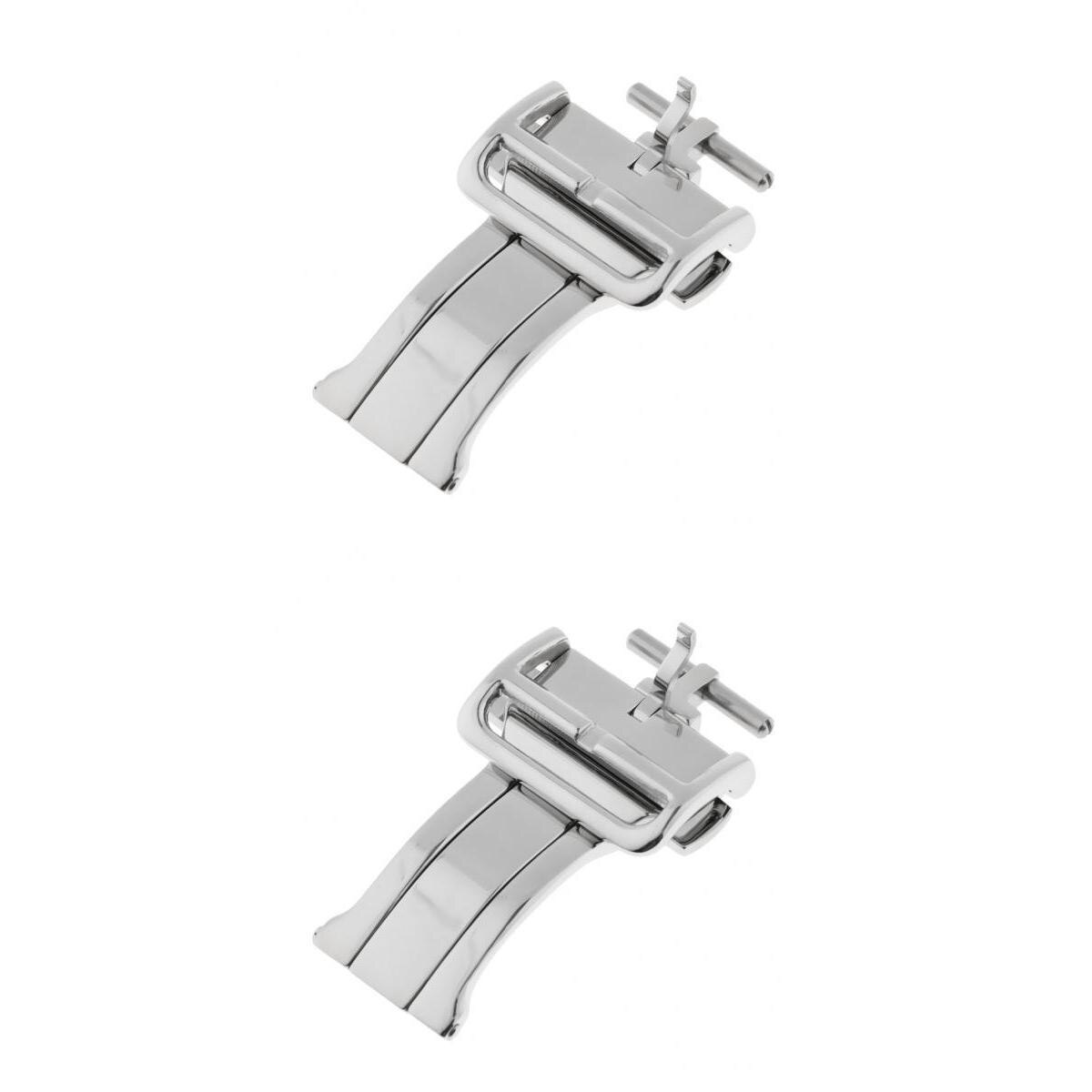 2pc Stainless Steel Push Fold Deployment Clasp Strap Buckle 18mm 20mm