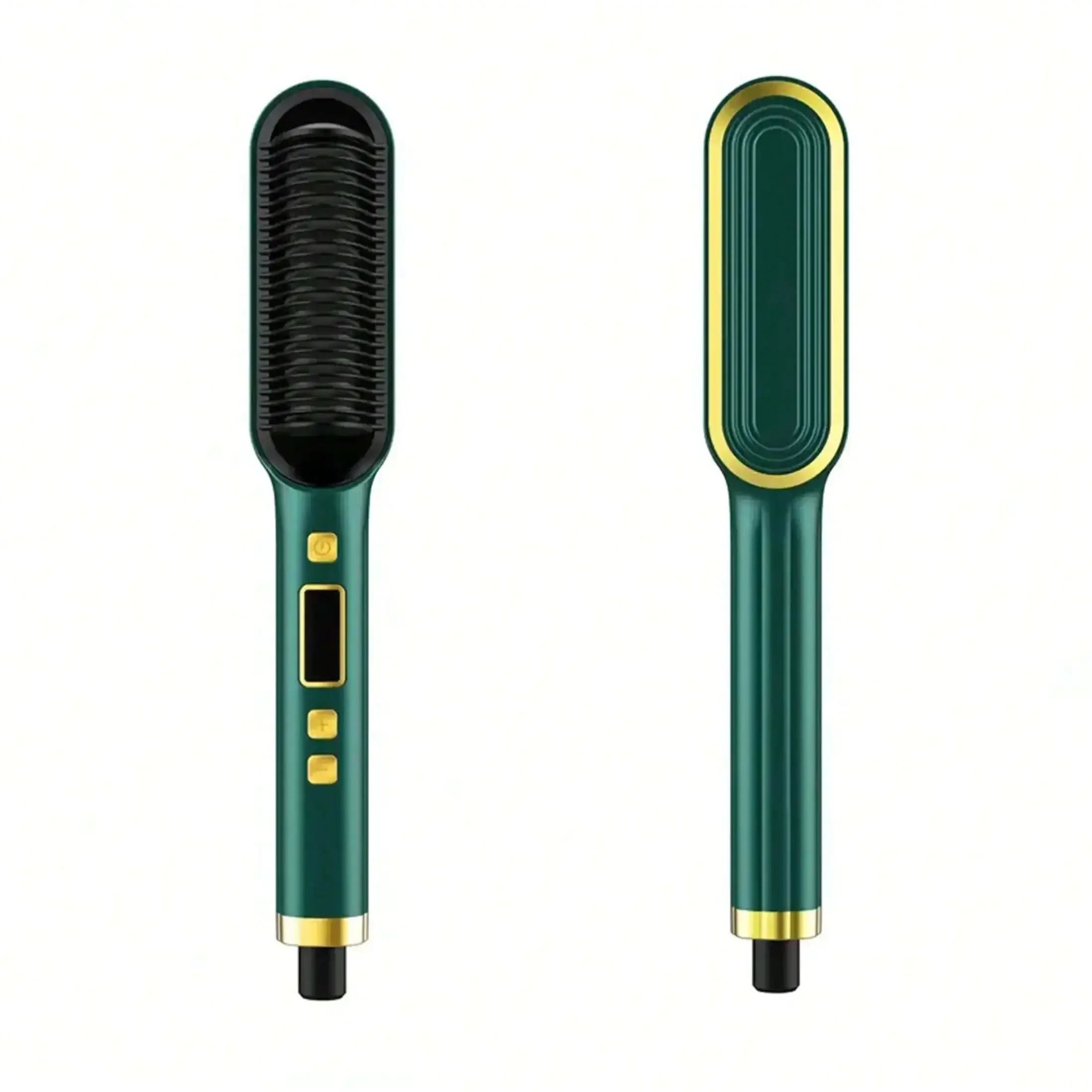 1 piece of straight hair comb, 2-in-1 electric straight hair curling styling tool, multifunctional straight hair straightener: green