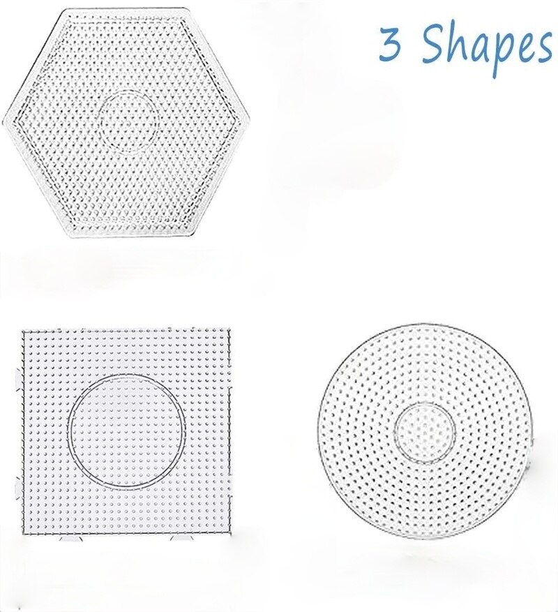 JINLETONG 6PCS 5mm perline per fusibili pegboard, plastica trasparente perline per fusibili pegboard per bambini perline artigianali (2 quadrati, 2 rotondi e 2 esagonali)