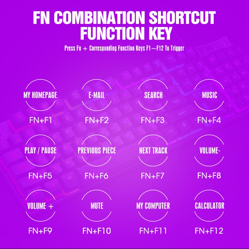 TF200 USB verdrahtet Spielen Tastatur Standard 104 Tasten Ergonomisches Multimedia Tastatur Regenbogen LED-hintergrundbeleuchtung für PC Computer/ Schreibtisch