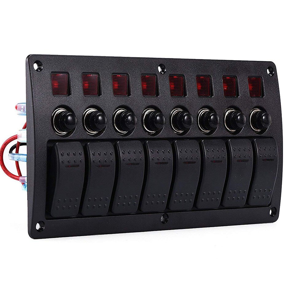 3- pins 8/ 6- voudig schakelpaneel voor auto, boot, marine, waterdicht tuimelschakelaarpaneel met 12v stroomonderbrekers met rood, groen en blauwe led