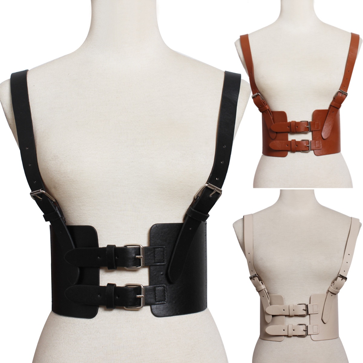 Correa de Steampunk para mujer arnés Vintage Cincher cintura con correas corsé ancho cinturón accesorios de ropa cinturones