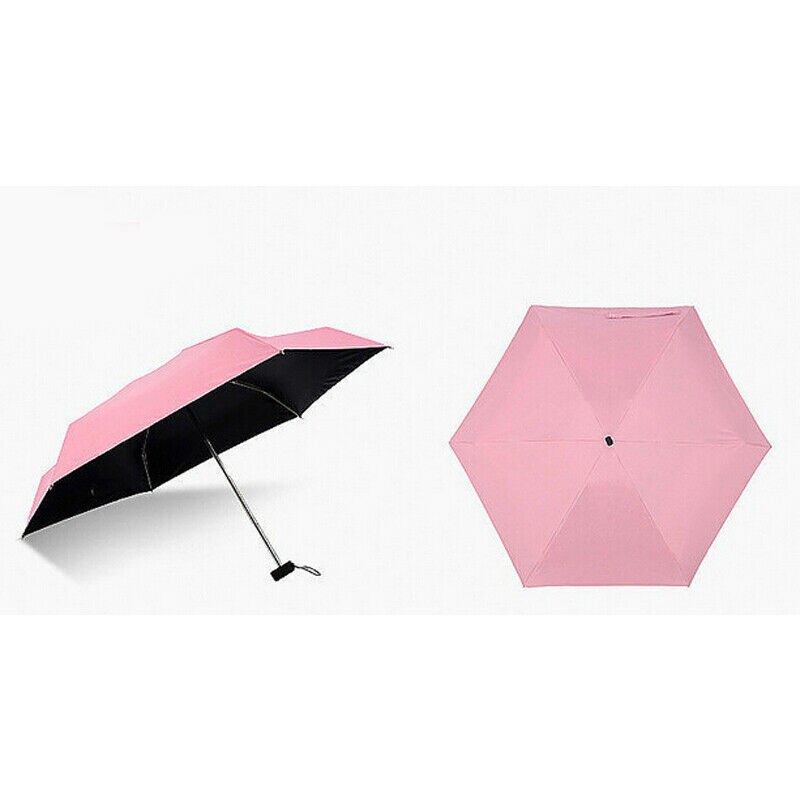 Sunny Rainny Pocket Umbrella Anti UV Mini Five-folding Windproof Lightweight Travel Women: Pink