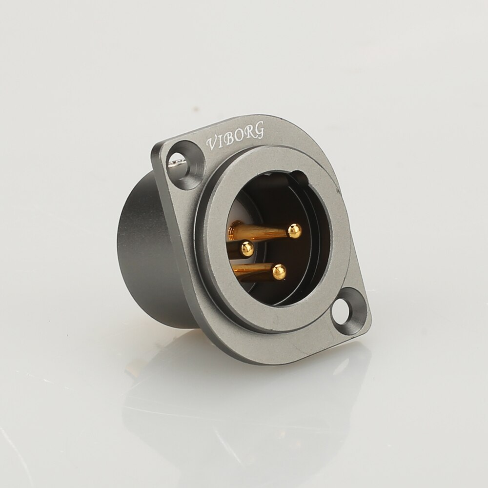 1 Uds Viborg de cobre puro de 24K chapado en oro XLR 3 Pin hembra chasis toma montado en el Panel adaptador soldadura: one male