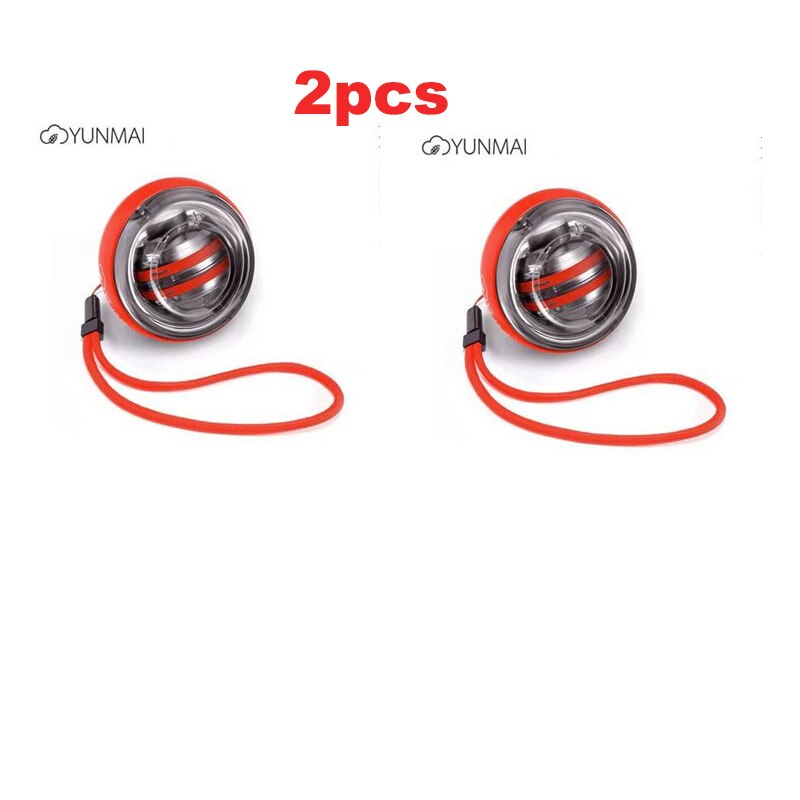 3 Colors Original Yunmai Wrist Ball Trainer LED Gyroball Essential Spinner Gyroscopic Forearm Exerciser Gyro Ball Decompression: 2pcs Red