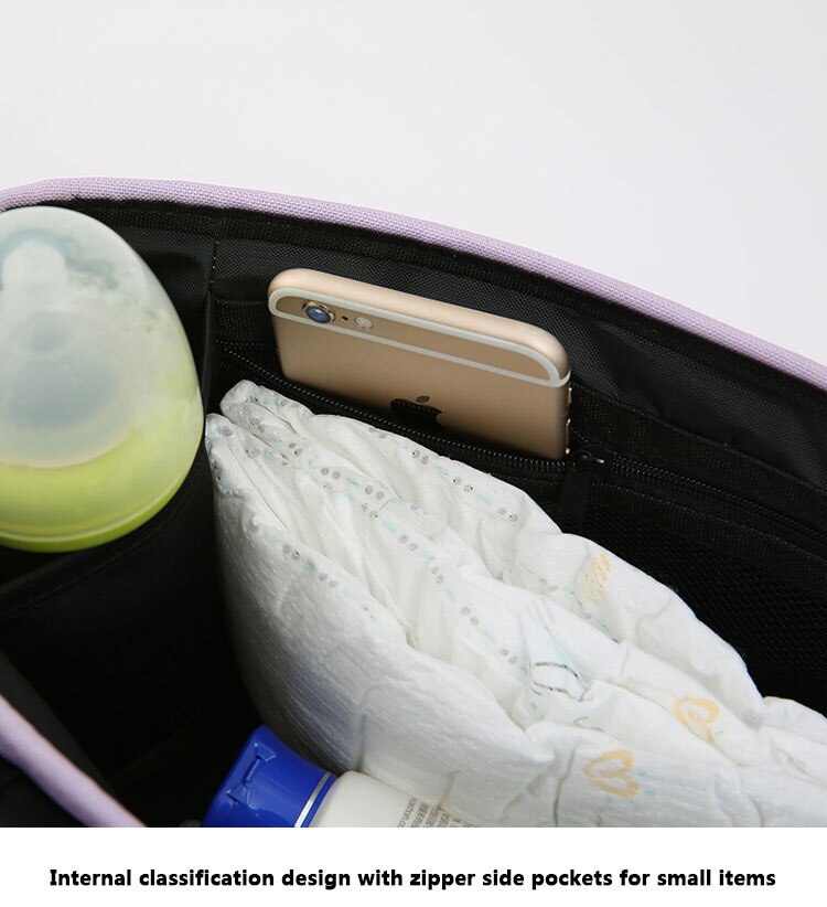 Multifunctionele Kinderwagen Opbergtas Herbruikbare Handtas Luiertas Grote Capaciteit Wandelwagen Hangtas Reisluier Draagtas met Rits Borduurwerk voor