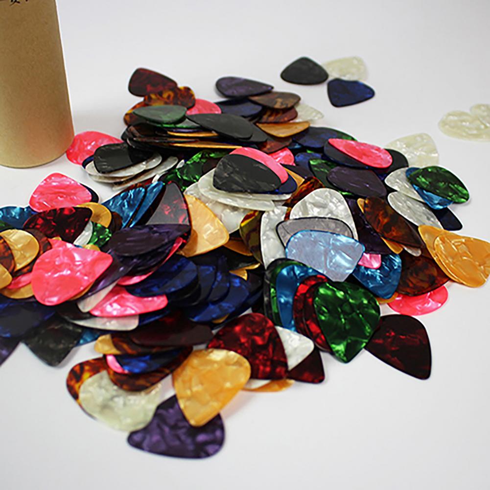 Guitarra colorida de larga vida, instrumento musical con forma de corazón, universo, Planeta, Plectrum, 10 Uds.