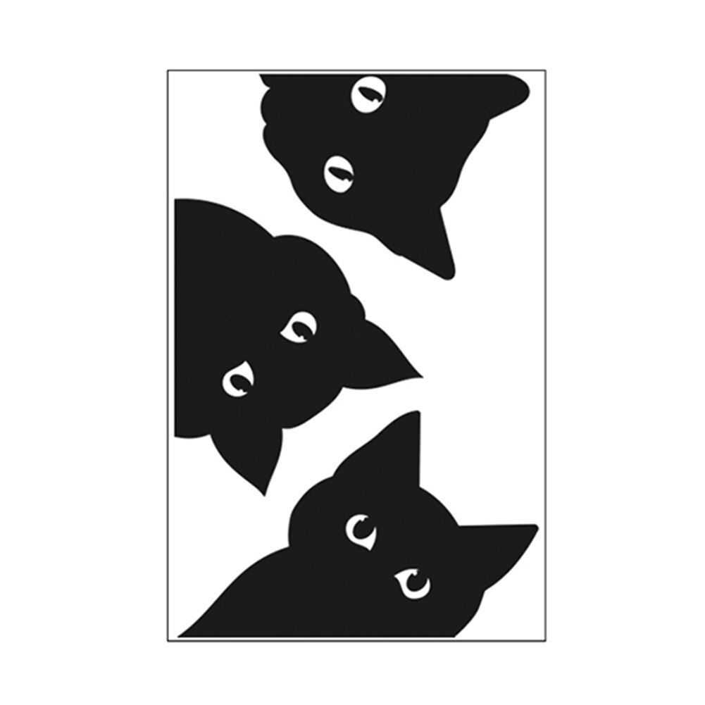 Luminous eyes black cat wall stickers bedroom living room children's room home decoration door stickers fluorescent wall sticker: A