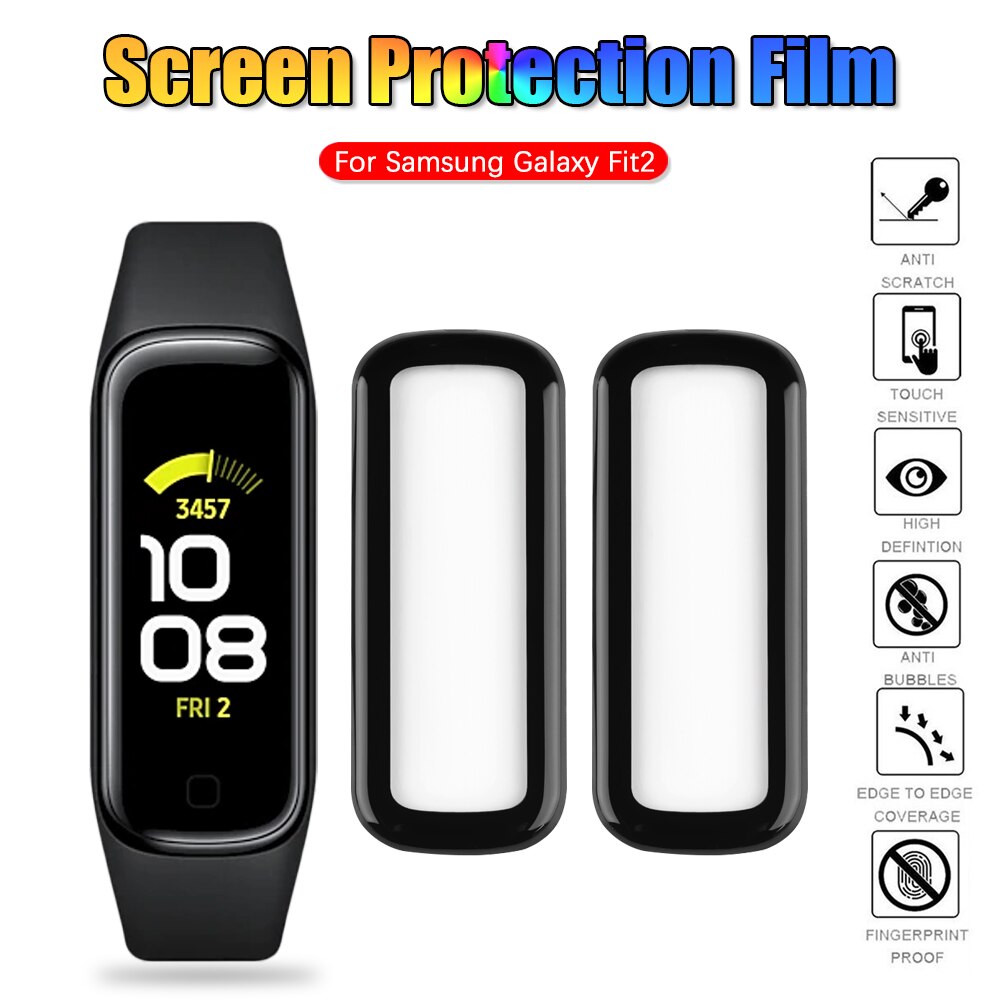 2Pcs 3D Screen Protector Voor Samsung Galaxy Fit2 Volledige Dekking Soft Clear Beschermende Film Smartwatch Guard Smartwatch Accessoire