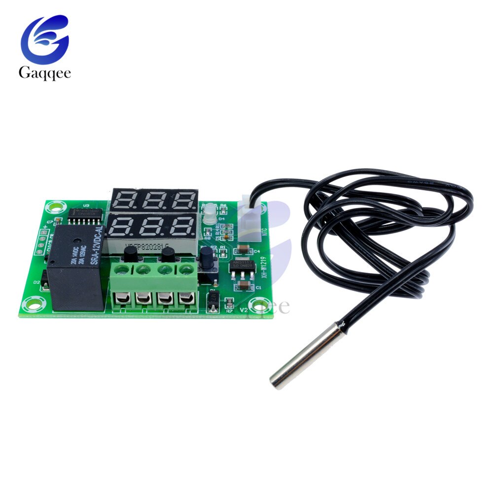 W1219 DC 12V Thermostat Relay Dual LED Digital Temperature Regulator Switch Controller Waterproof NTC Temperature Sensor Probe