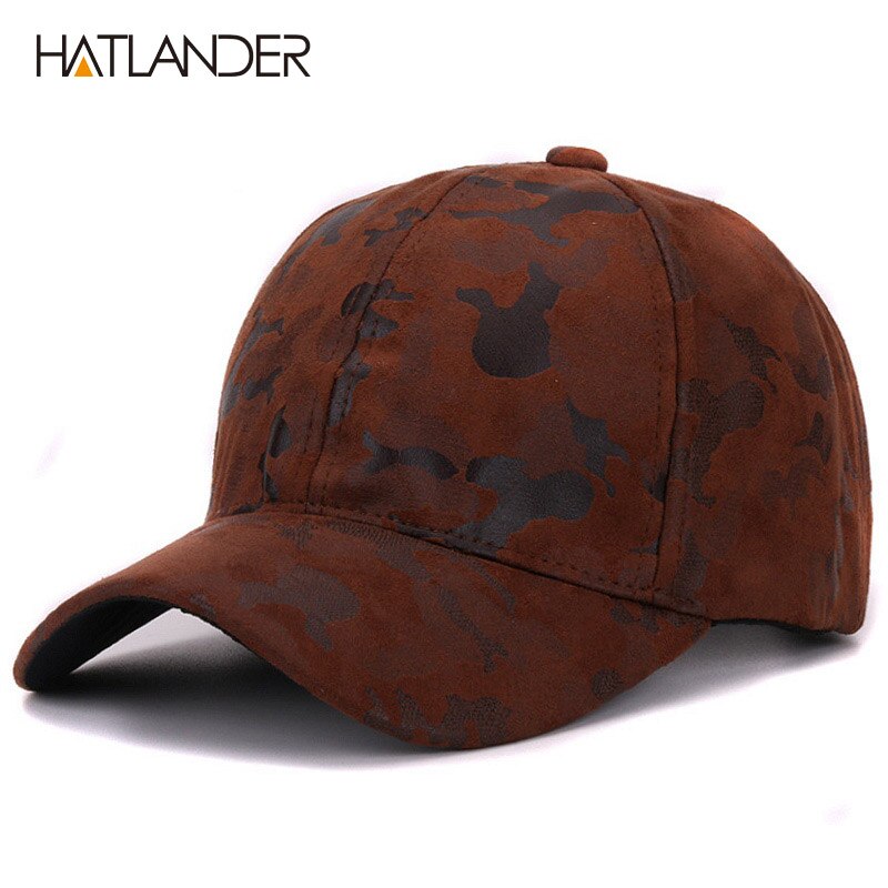 [hatlander]brand ruskind camouflage baseball kasketter til kvinder herre udendørs hatte vinter snapback bone gorras bomuld camo kasketter unisex: Mørkebrun