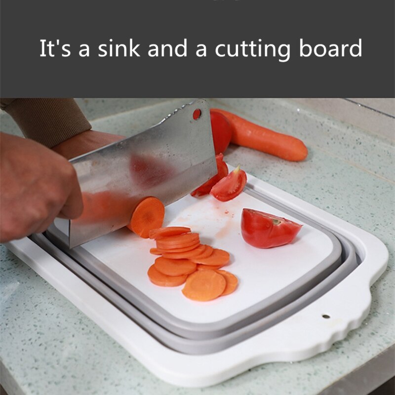 Cutting Board With Trays Folding Chopping Block Tabla De Cocina Para Cortar Kitchen Eco-Friendly Alimentos Multifunction Drain