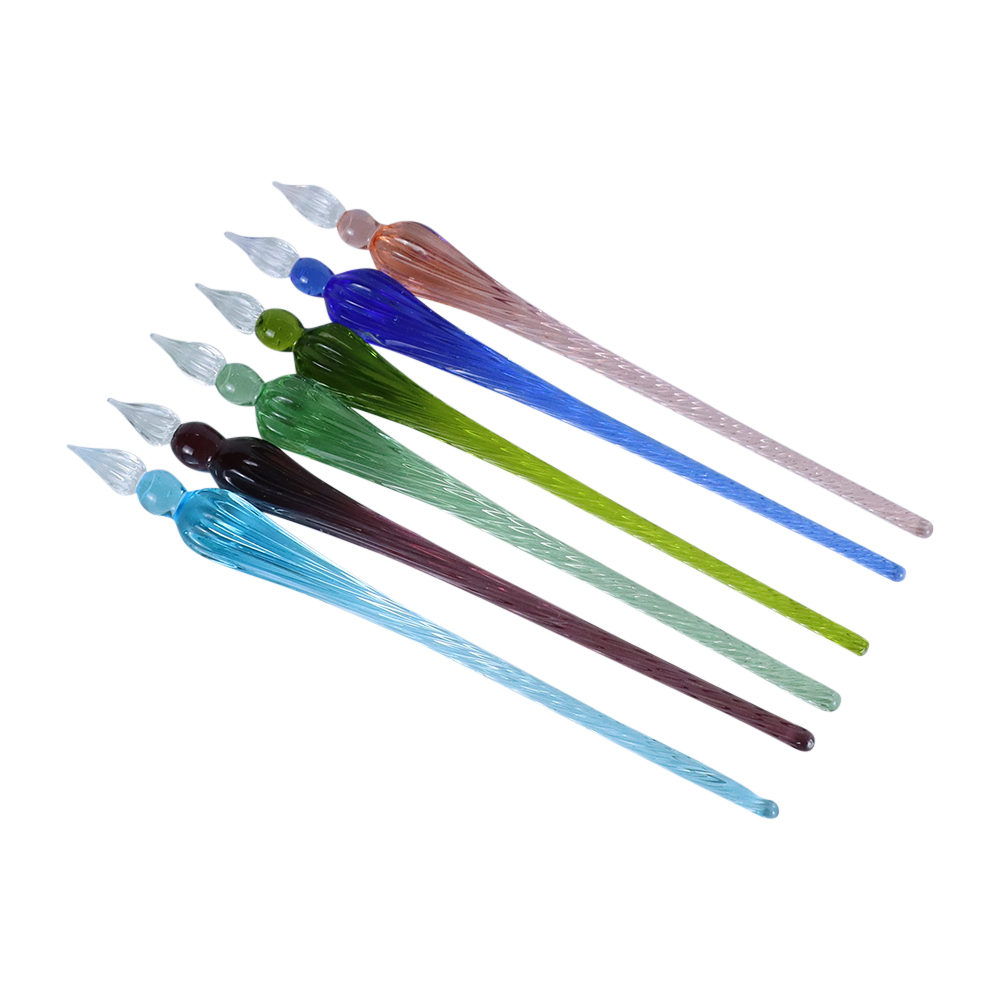 1 buc stilou vintage pentru înmuierea din sticlă, stilou de umplere cu cerneală, stilouri de caligrafie cu mâner, stilouri de sticlă lucrate manual, stilou de pictură artistică, consumabile