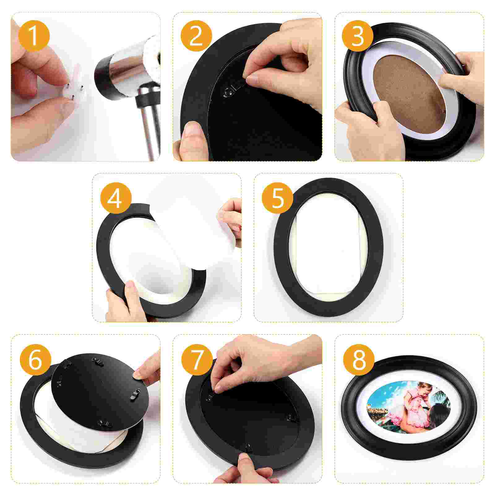 Moldura oval de madeira para decoração de parede em preto clássico (10 polegadas, pregos de montagem incluídos)