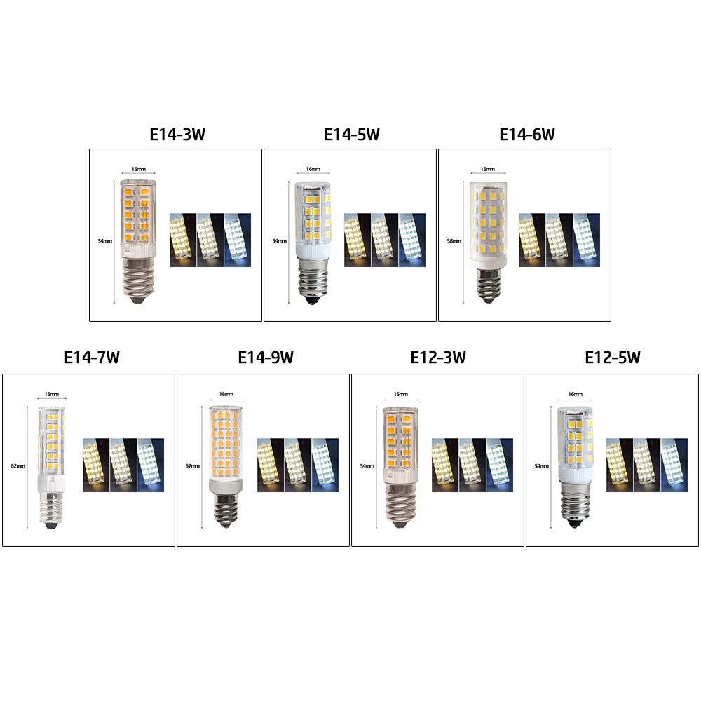 Chandelier Bougie Maïs, Ampoule, Ampoule de maïs LED à lumière blanche, four à hotte, lampe de réfrigérateur, décoration de la maison, E12, E14, 3W, 5W, 7W, 9W