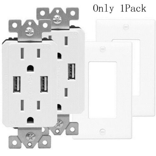 Outlet with USB Charger 4.2A socket Dual Duplex Receptacle 15-Amp w/ wall plate