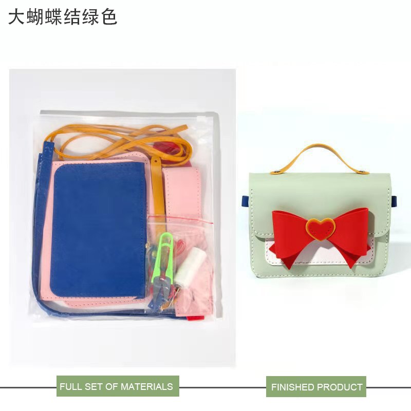 Leuke Boog Tas Maken Diy Materialen Handwerk Tas Self-Made Lederen Accessoires Beginners Self-Made Schoudertas Naaien levert: GreenL