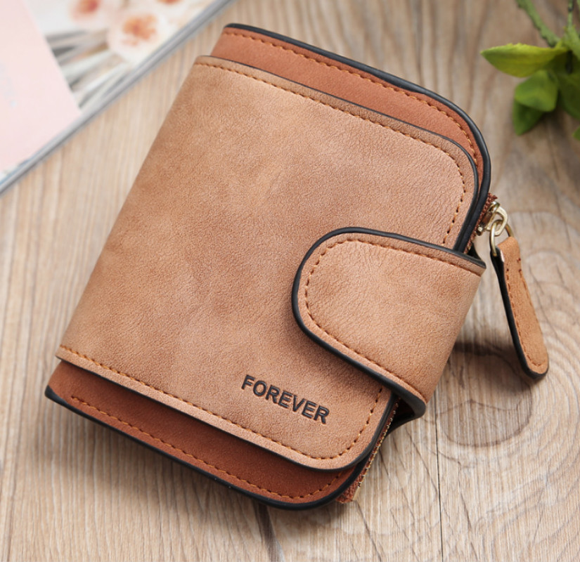 Kvinders tegnebog pu læder ensfarvet kort møntpung håndtaske mini taske: Brun
