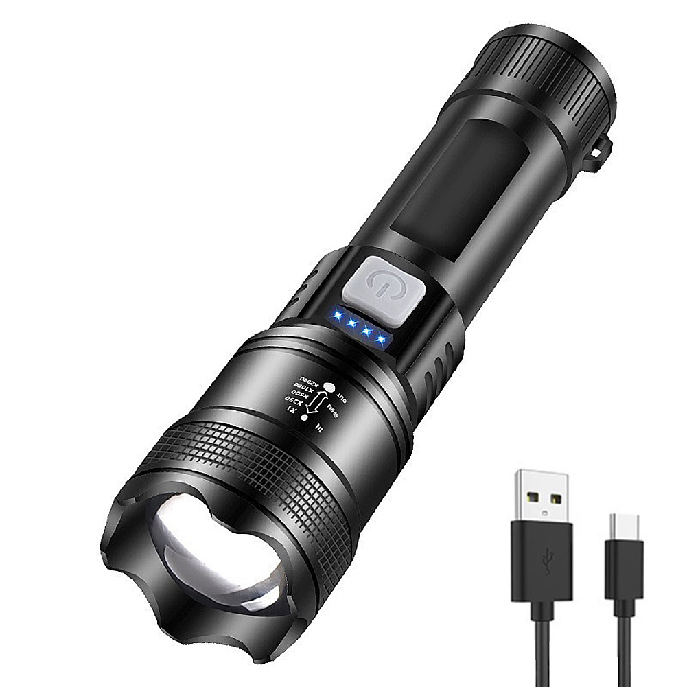 Xhp 50 håndholdt led-lommelygte 2500 mah kraftfuld led-lommelygte 300lm super klare lommelygter mobil powerbank til camping vandreture