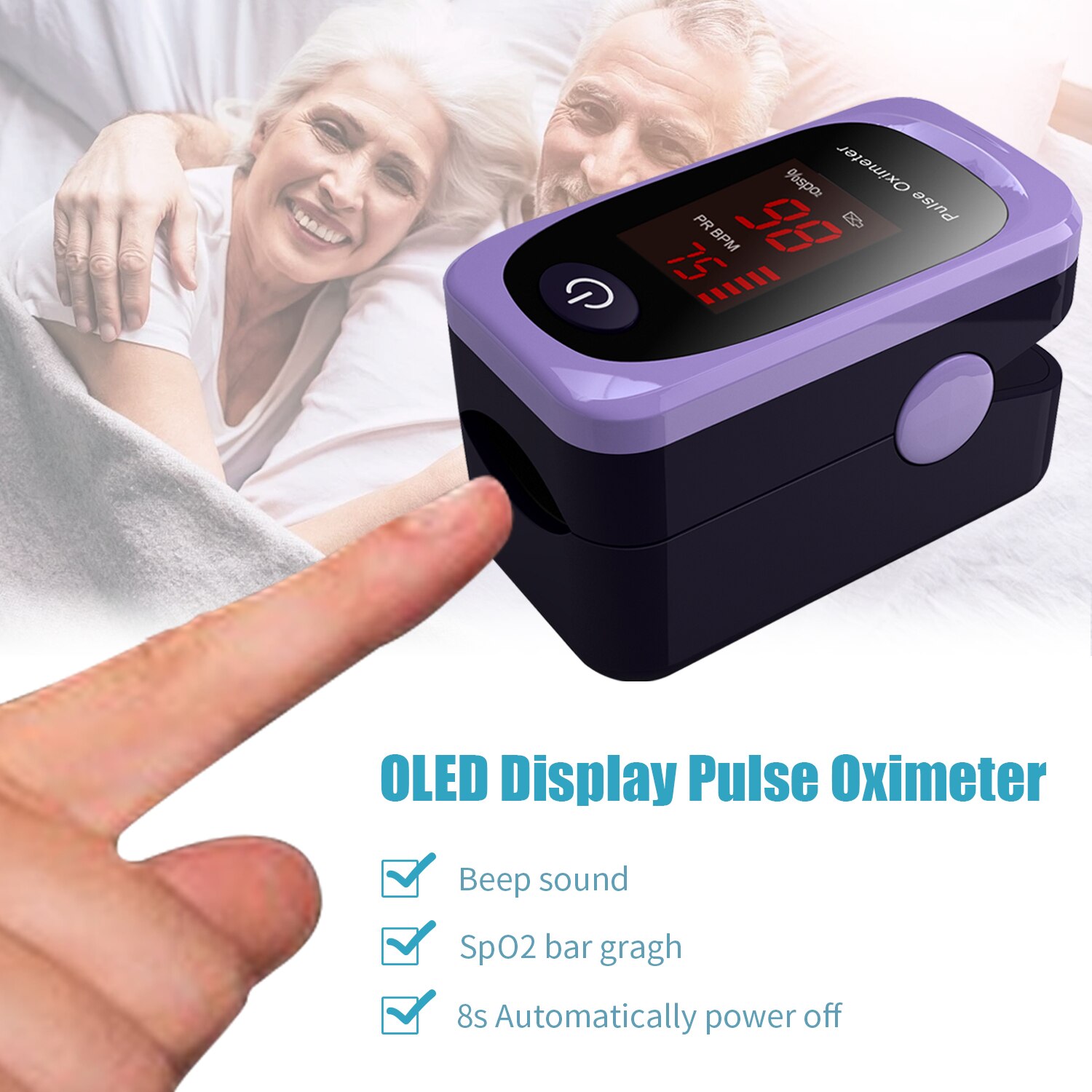 Digitale Vingertop Pulsoxymeter Led Display Bloed Zuurstof Sensor Verzadiging SpO2 Monitor Meting Meter Met Pieptoon