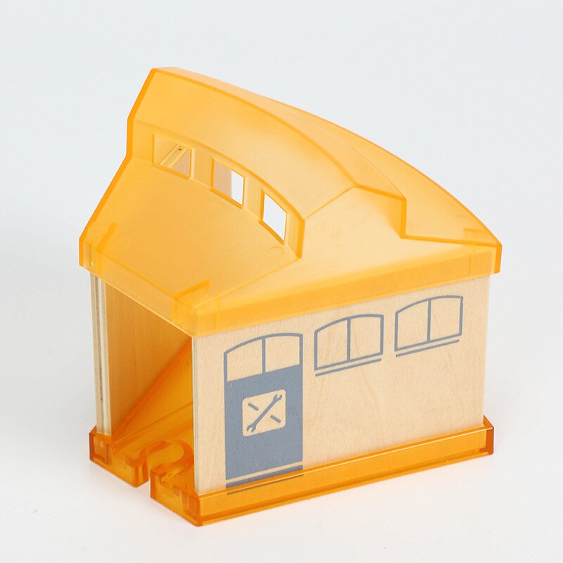 Plastic Transparante Parking Garage Compatibel Met Houten Magnetische Spoor Treintje Scène Spoor Accessoires: Army Green
