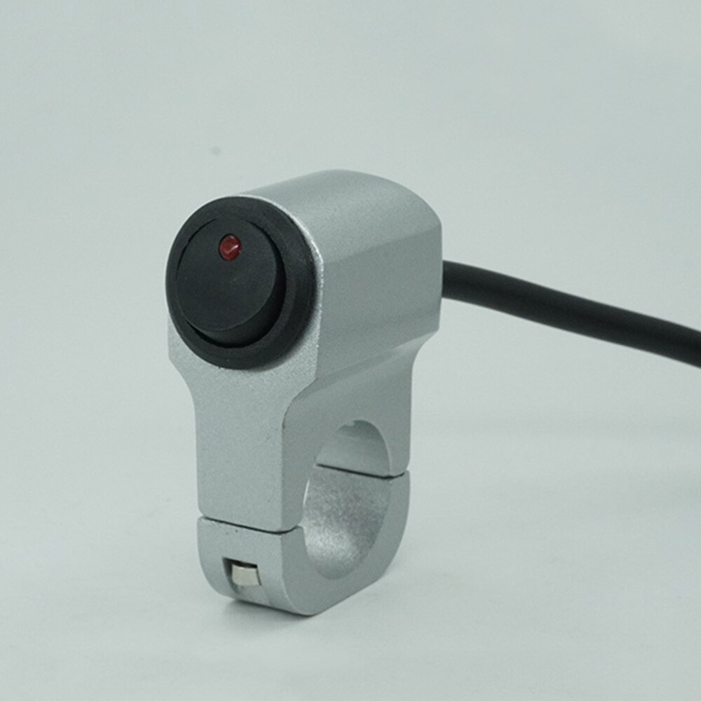 12V 25mm moto guidon phare interrupteur moto Modification bouton avec voyant lumineux pour moto Tricycle ATV Sn: Silver